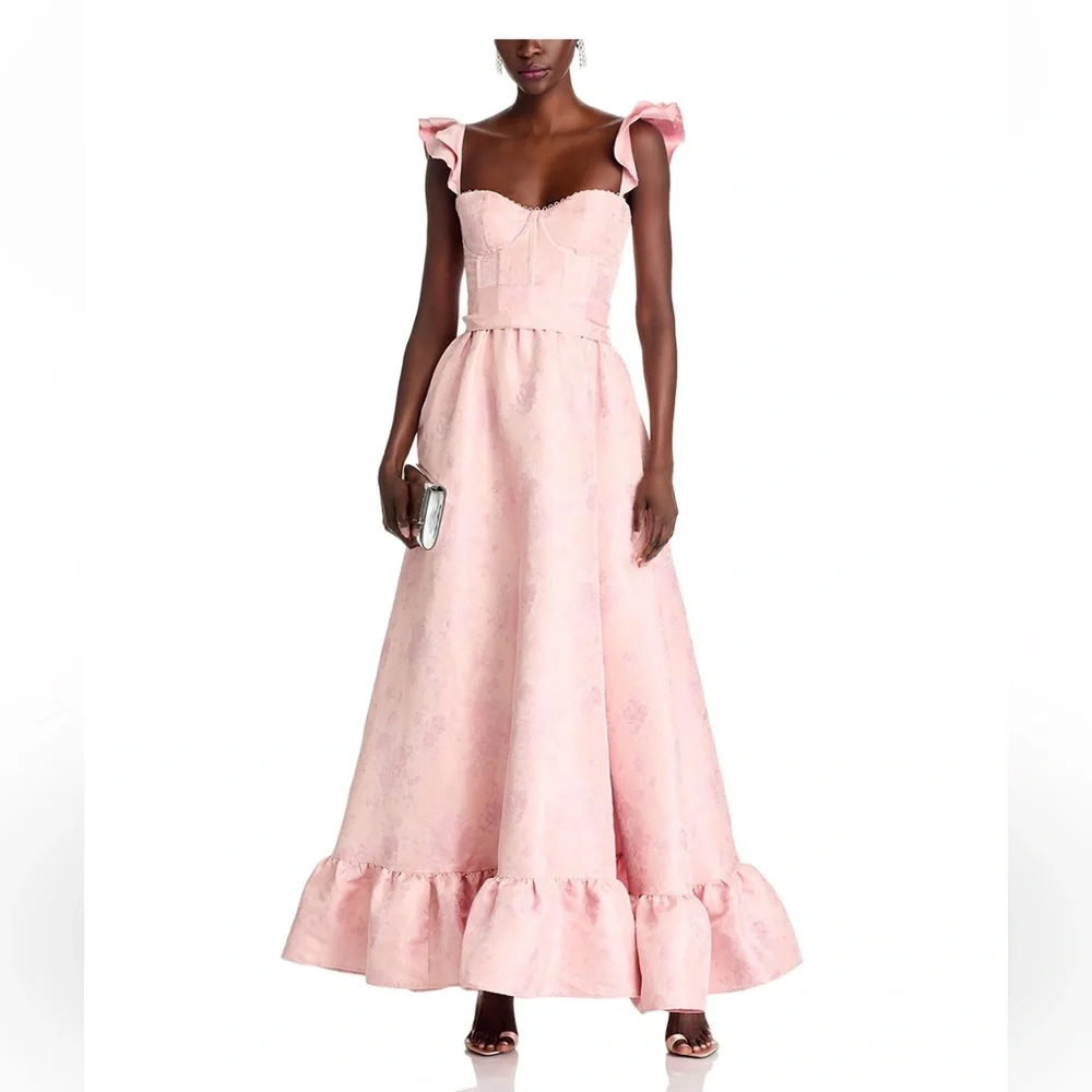 NWT V. Chapman Veronica Dress Size 12 Pink Windsor Brocade Maxi Corset Dress - Picture 5 of 5